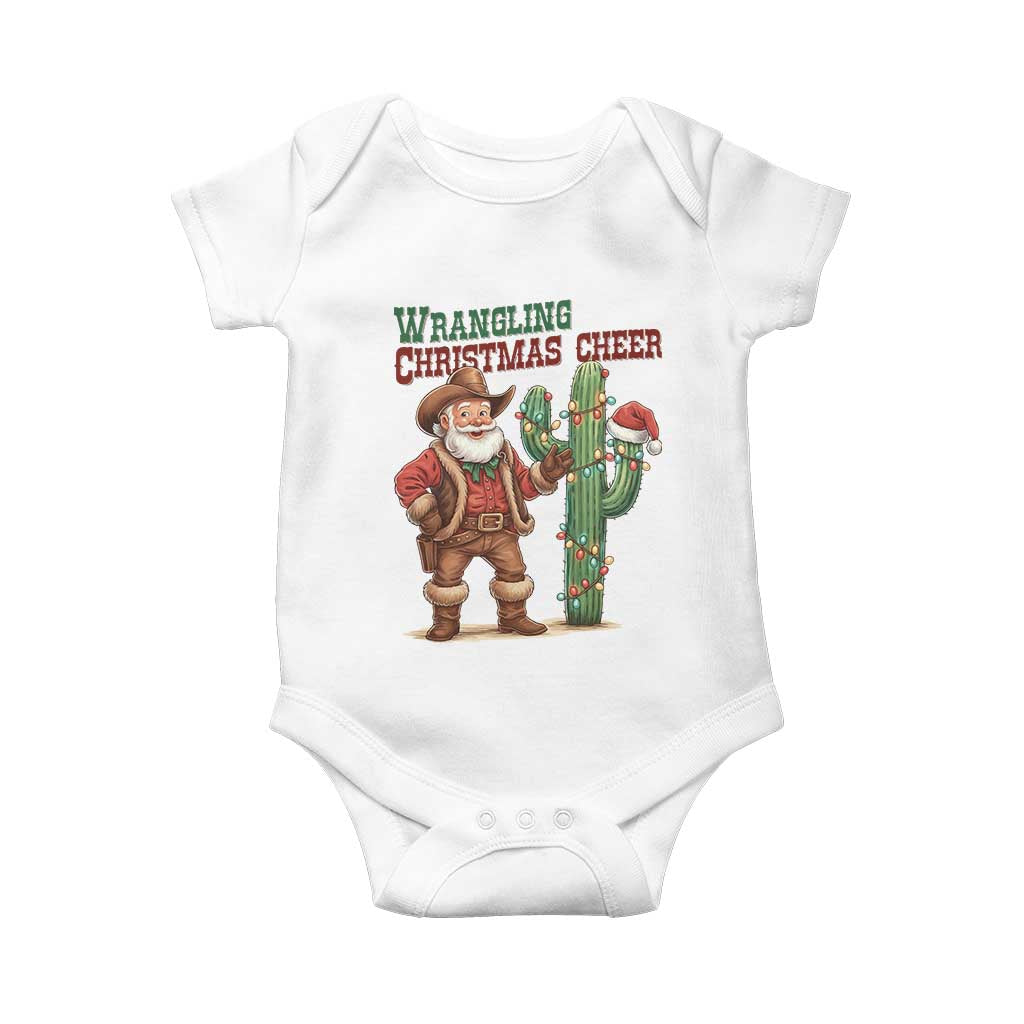 Funny Santa Cowboy Baby Onesie Wrangling Christmas Cheer - Wonder Print Shop