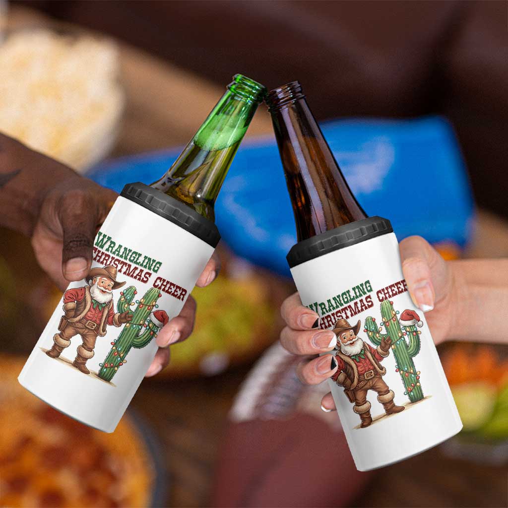 Funny Santa Cowboy 4 in 1 Can Cooler Tumbler Wrangling Christmas Cheer - Wonder Print Shop