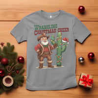 Funny Santa Cowboy T Shirt Wrangling Christmas Cheer - Wonder Print Shop