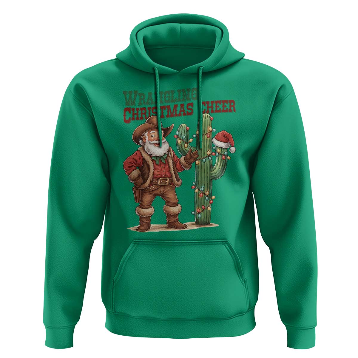 Funny Santa Cowboy Hoodie Wrangling Christmas Cheer - Wonder Print Shop