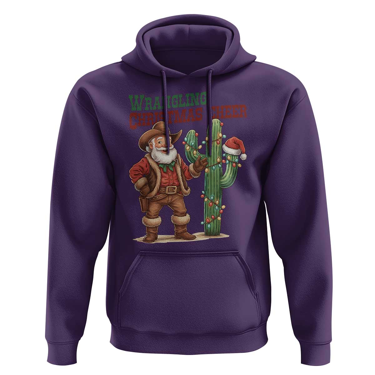 Funny Santa Cowboy Hoodie Wrangling Christmas Cheer - Wonder Print Shop