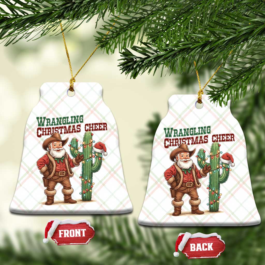 Funny Santa Cowboy Ceramic Ornament Wrangling Christmas Cheer - Wonder Print Shop