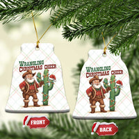 Funny Santa Cowboy Ceramic Ornament Wrangling Christmas Cheer - Wonder Print Shop