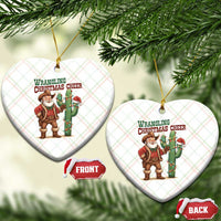 Funny Santa Cowboy Ceramic Ornament Wrangling Christmas Cheer - Wonder Print Shop