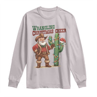 Funny Santa Cowboy Long Sleeve Shirt Wrangling Christmas Cheer - Wonder Print Shop