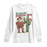 Funny Santa Cowboy Long Sleeve Shirt Wrangling Christmas Cheer - Wonder Print Shop
