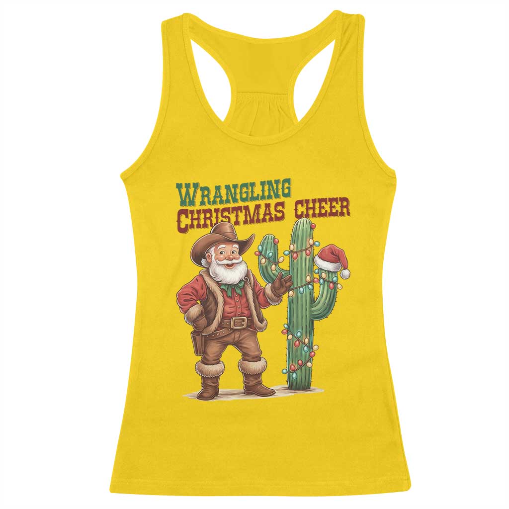 Funny Santa Cowboy Racerback Tank Top Wrangling Christmas Cheer - Wonder Print Shop