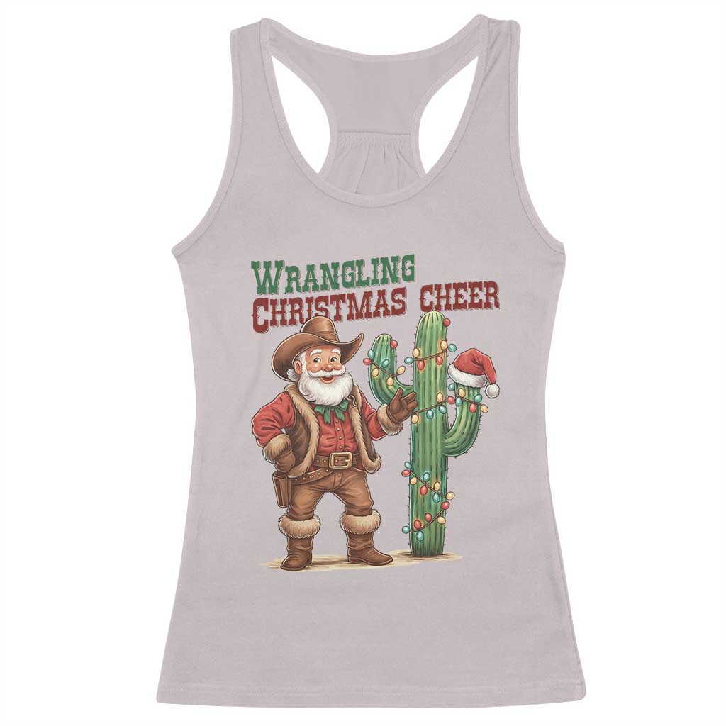 Funny Santa Cowboy Racerback Tank Top Wrangling Christmas Cheer - Wonder Print Shop