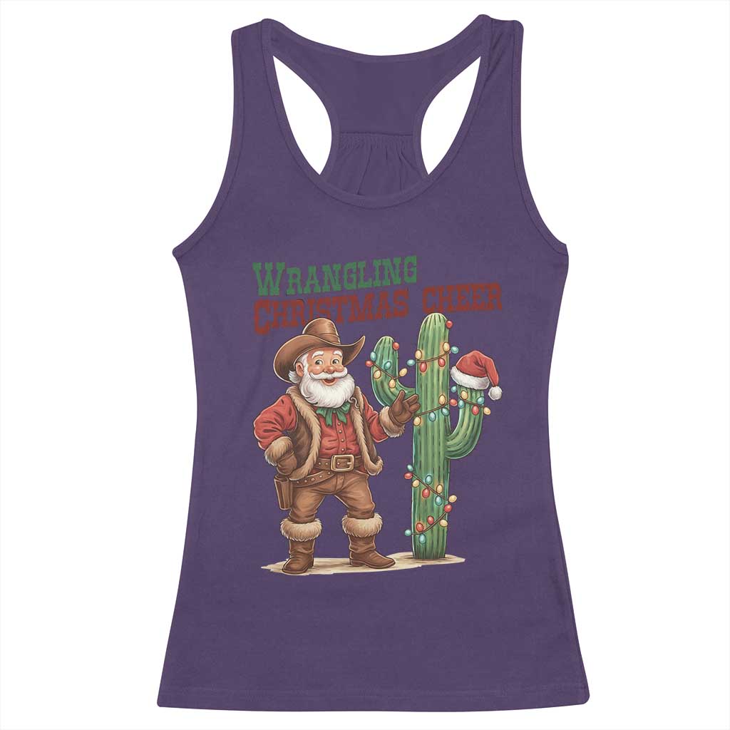 Funny Santa Cowboy Racerback Tank Top Wrangling Christmas Cheer - Wonder Print Shop