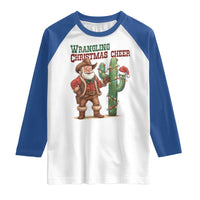 Funny Santa Cowboy Raglan Shirt Wrangling Christmas Cheer - Wonder Print Shop