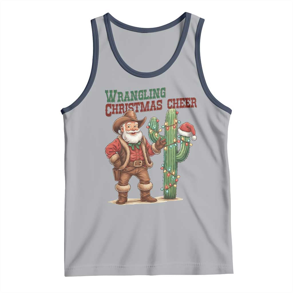 Funny Santa Cowboy Tank Top Wrangling Christmas Cheer - Wonder Print Shop