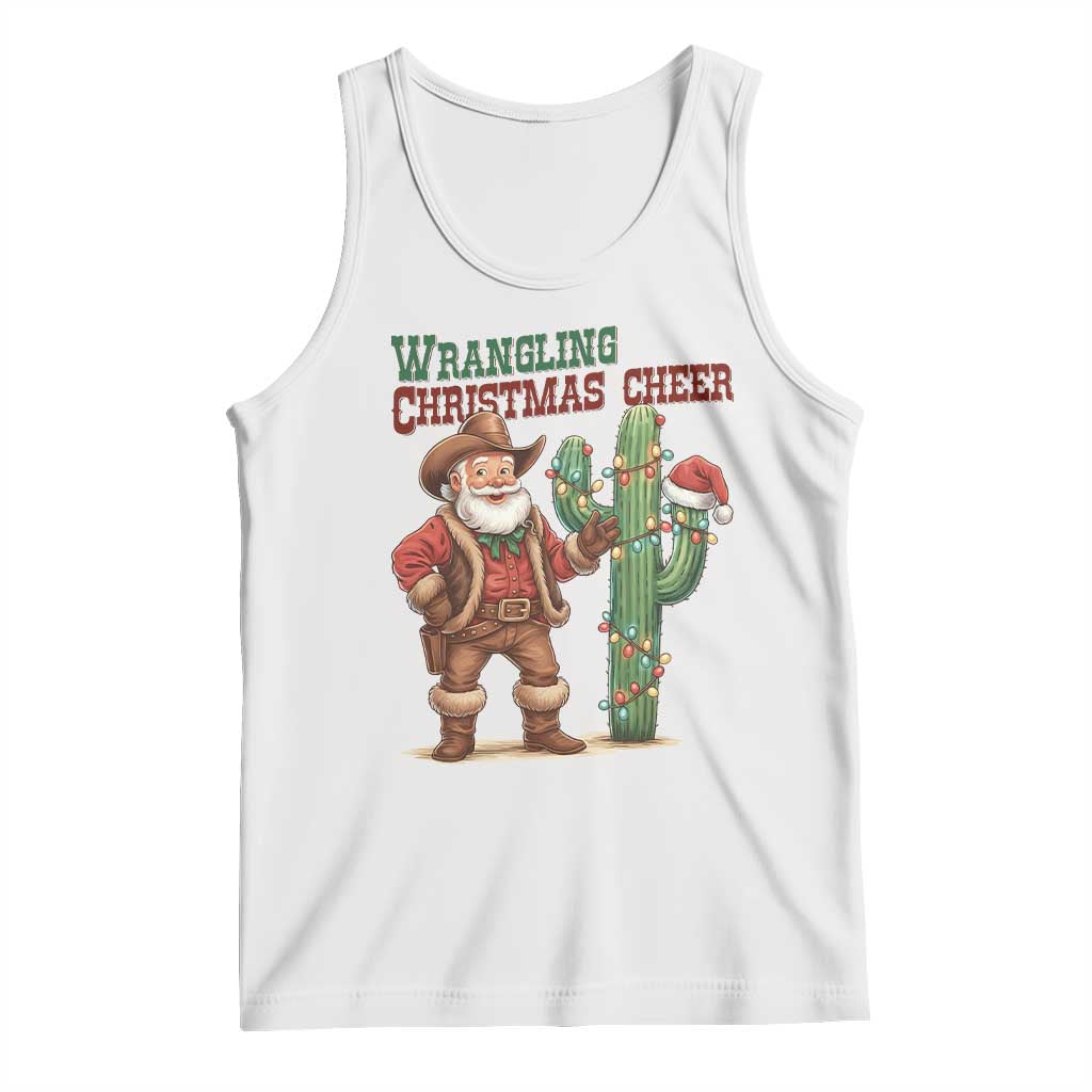 Funny Santa Cowboy Tank Top Wrangling Christmas Cheer - Wonder Print Shop