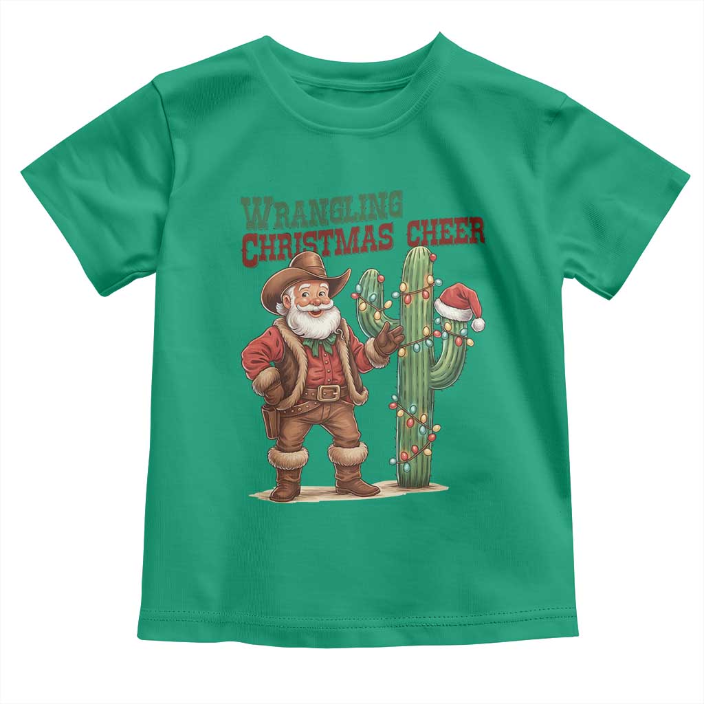 Funny Santa Cowboy Toddler T Shirt Wrangling Christmas Cheer - Wonder Print Shop