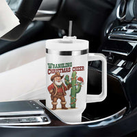 Funny Santa Cowboy Tumbler With Handle Wrangling Christmas Cheer - Wonder Print Shop
