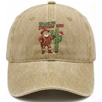 Funny Santa Cowboy Washed Cotton Baseball Cap Wrangling Christmas Cheer