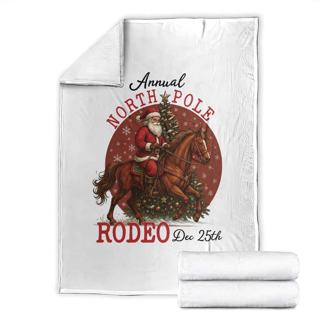 Cowboy Santa Christmas Throw Blanket Annual North Pole Rodeo Dec 25th - Wonder Print Shop