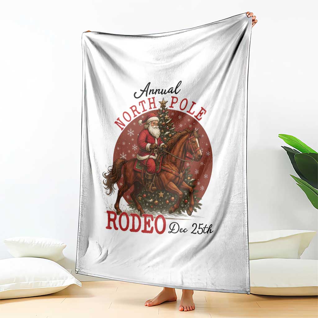 Cowboy Santa Christmas Throw Blanket Annual North Pole Rodeo Dec 25th - Wonder Print Shop