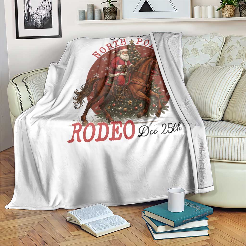 Cowboy Santa Christmas Throw Blanket Annual North Pole Rodeo Dec 25th - Wonder Print Shop