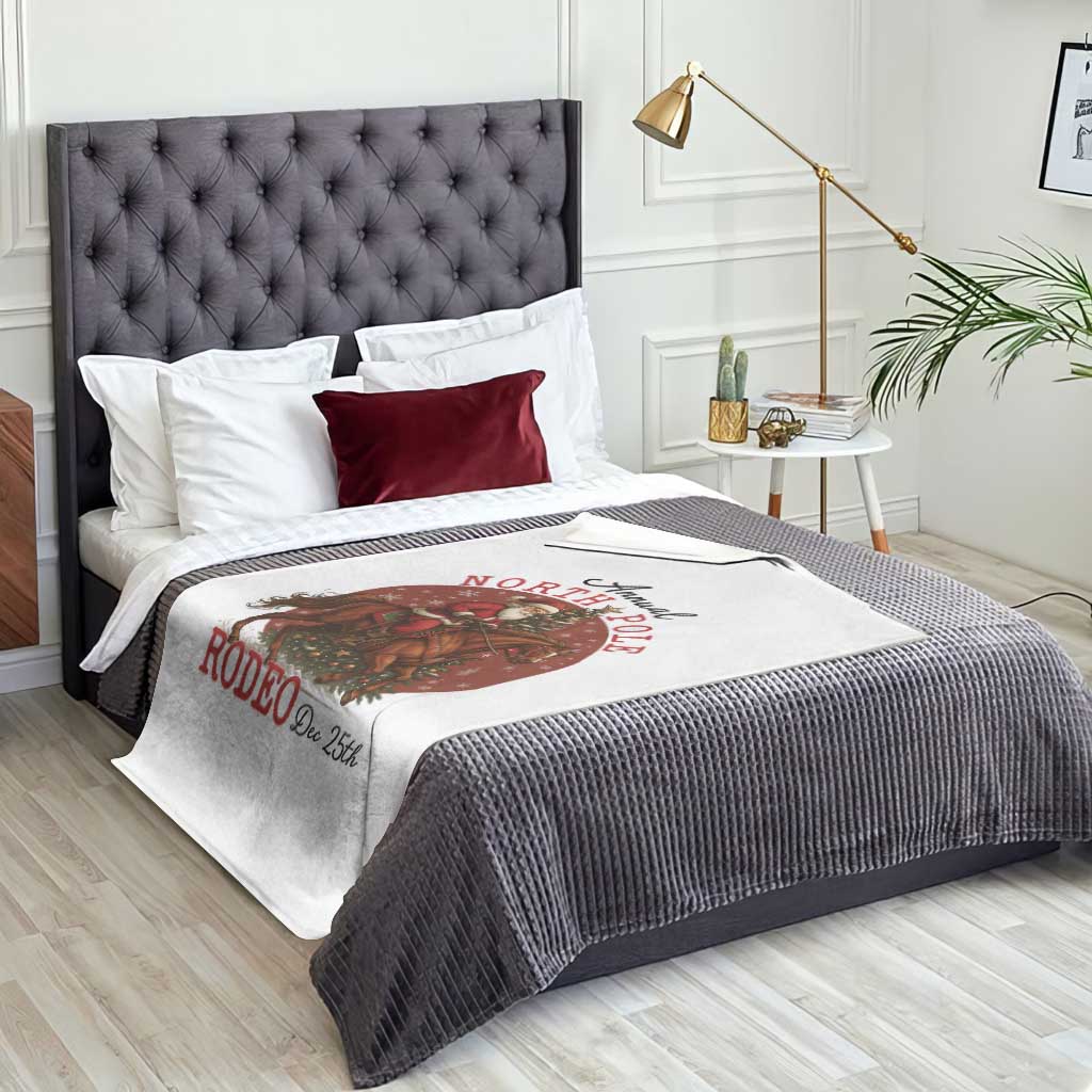 Cowboy Santa Christmas Throw Blanket Annual North Pole Rodeo Dec 25th - Wonder Print Shop