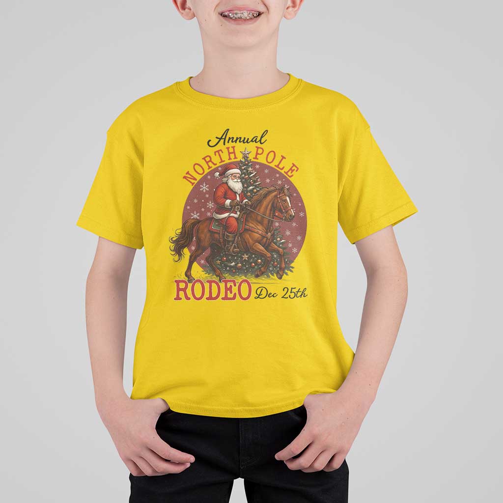 Cowboy Santa Christmas T Shirt For Kid Annual North Pole Rodeo Dec 25th - Wonder Print Shop