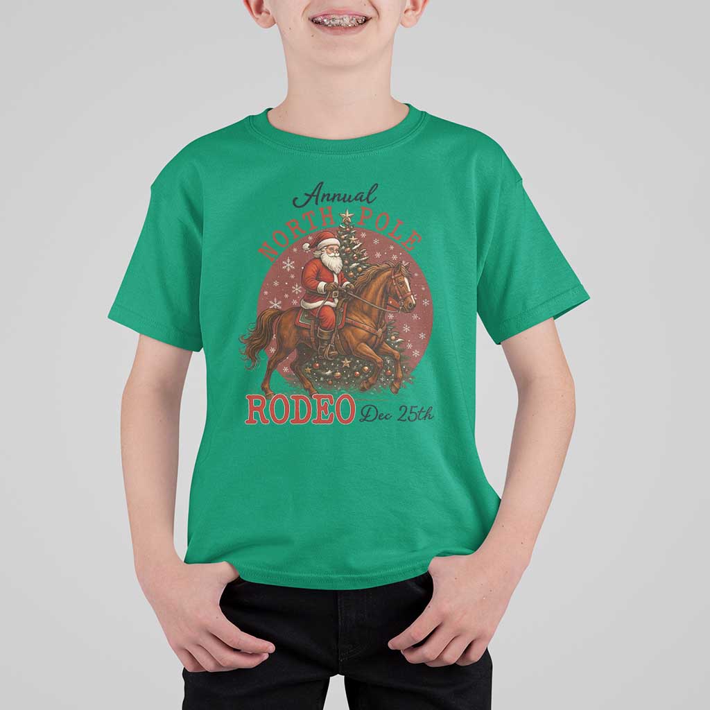 Cowboy Santa Christmas T Shirt For Kid Annual North Pole Rodeo Dec 25th - Wonder Print Shop