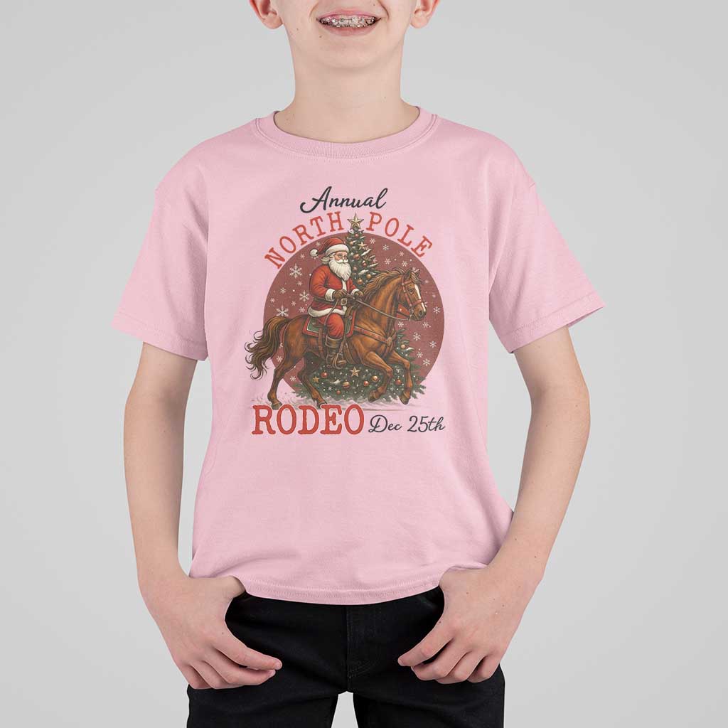 Cowboy Santa Christmas T Shirt For Kid Annual North Pole Rodeo Dec 25th - Wonder Print Shop