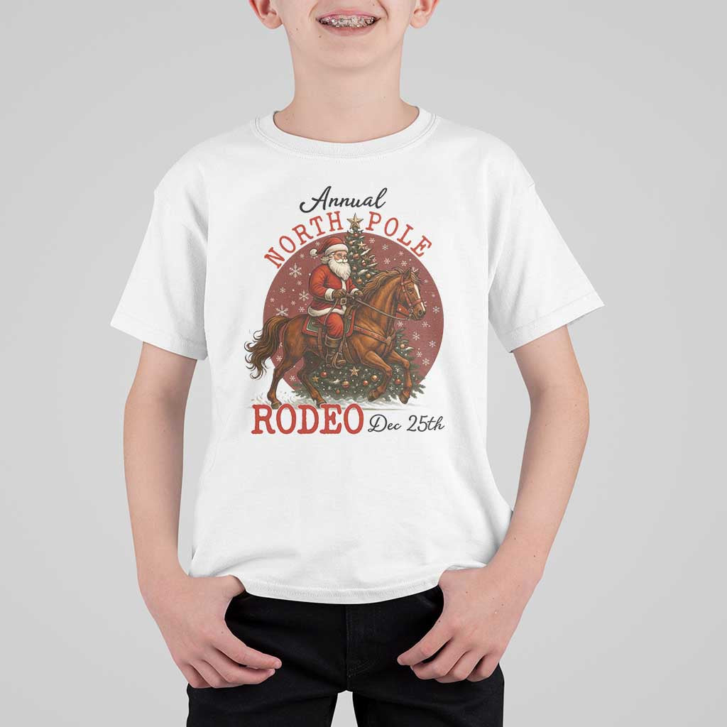 Cowboy Santa Christmas T Shirt For Kid Annual North Pole Rodeo Dec 25th - Wonder Print Shop