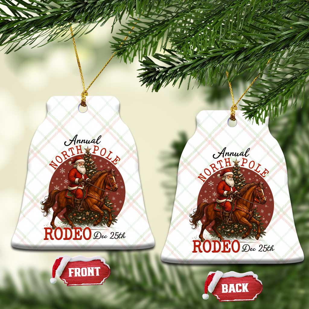 Cowboy Santa Christmas Ceramic Ornament Annual North Pole Rodeo Dec 25th - Wonder Print Shop