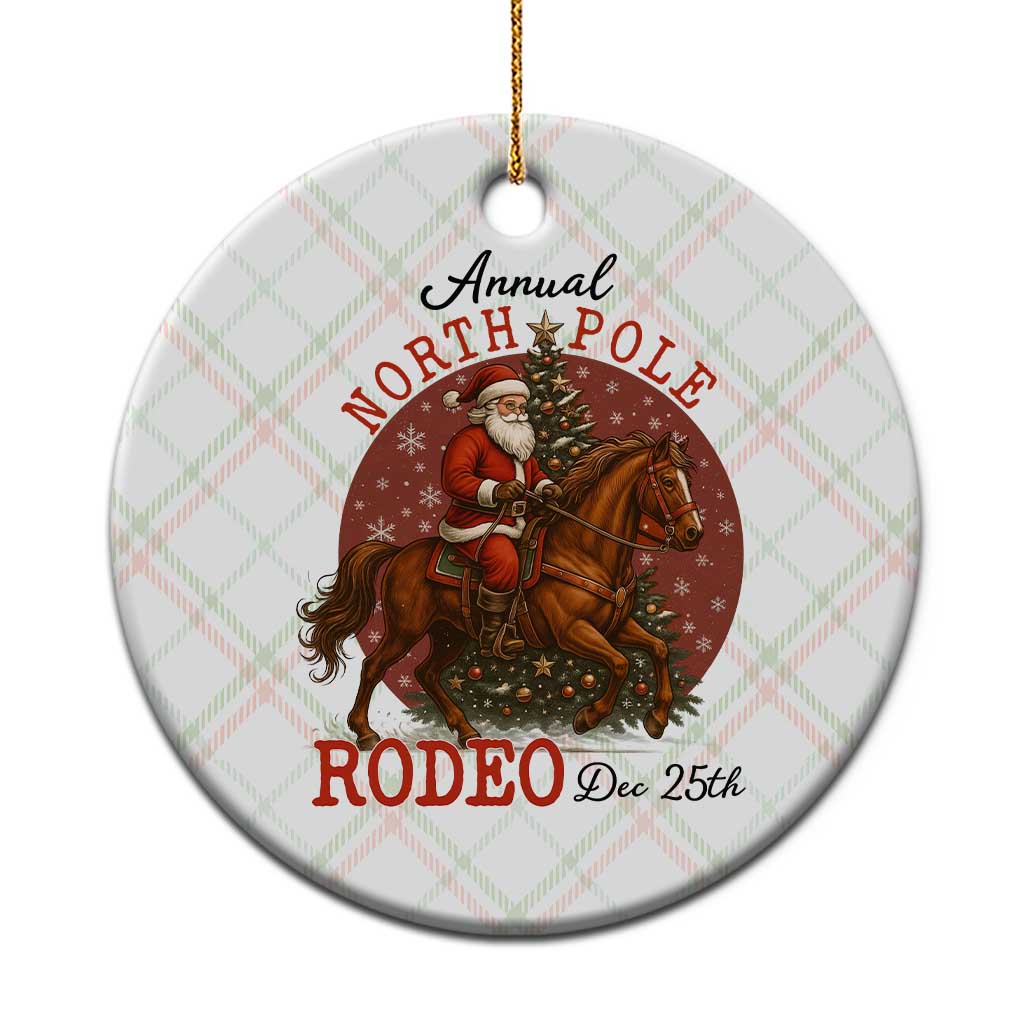 Cowboy Santa Christmas Ceramic Ornament Annual North Pole Rodeo Dec 25th - Wonder Print Shop
