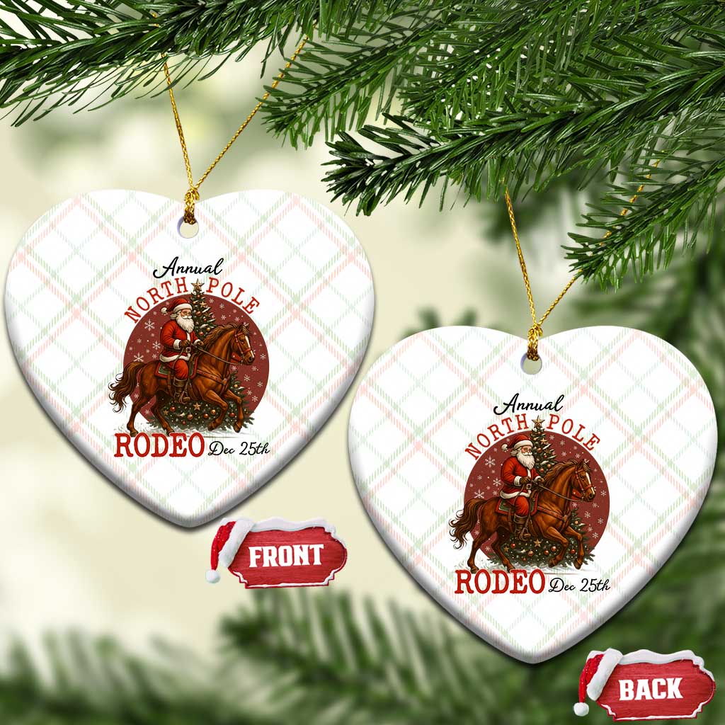 Cowboy Santa Christmas Ceramic Ornament Annual North Pole Rodeo Dec 25th - Wonder Print Shop