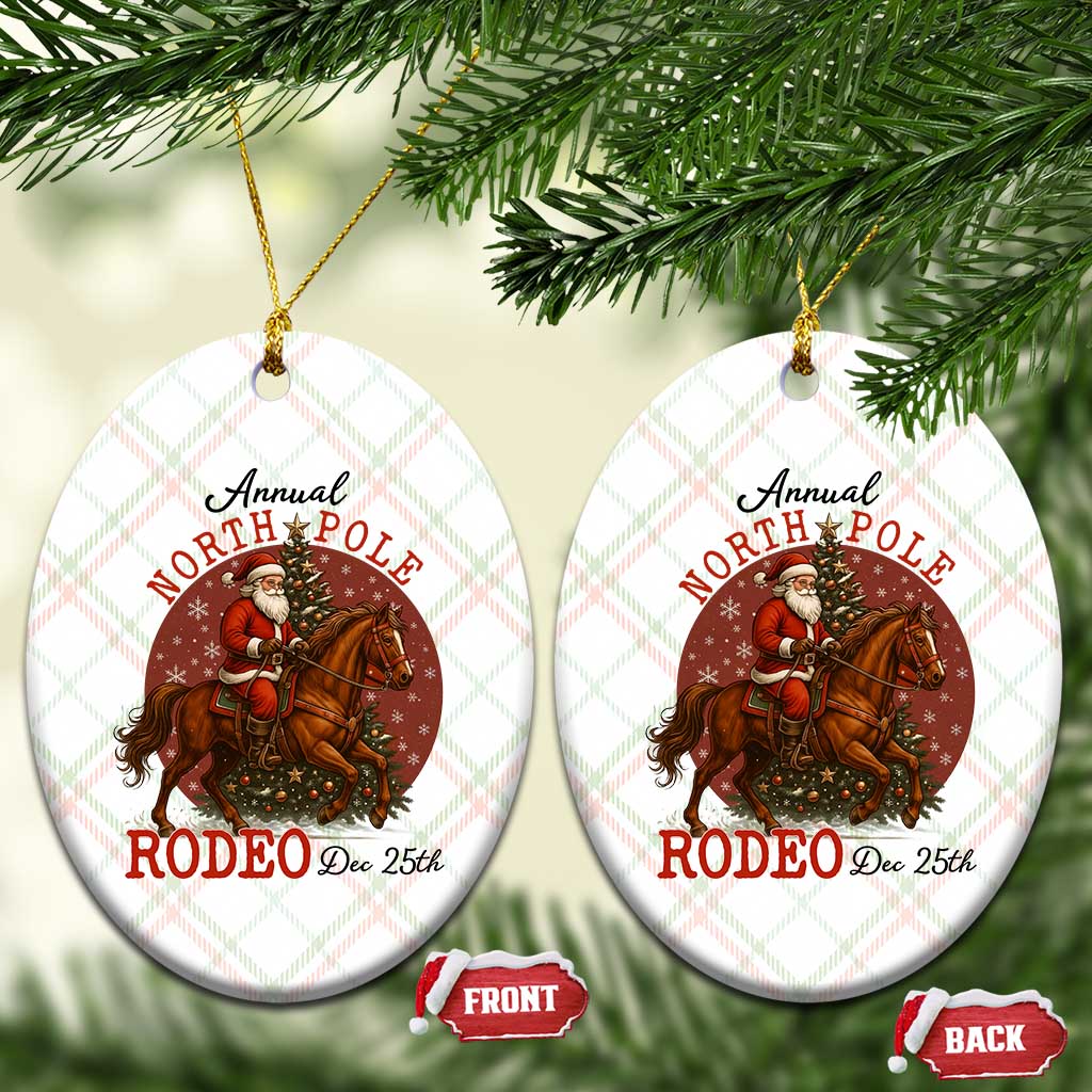Cowboy Santa Christmas Ceramic Ornament Annual North Pole Rodeo Dec 25th - Wonder Print Shop