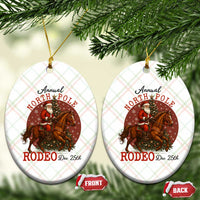 Cowboy Santa Christmas Ceramic Ornament Annual North Pole Rodeo Dec 25th - Wonder Print Shop
