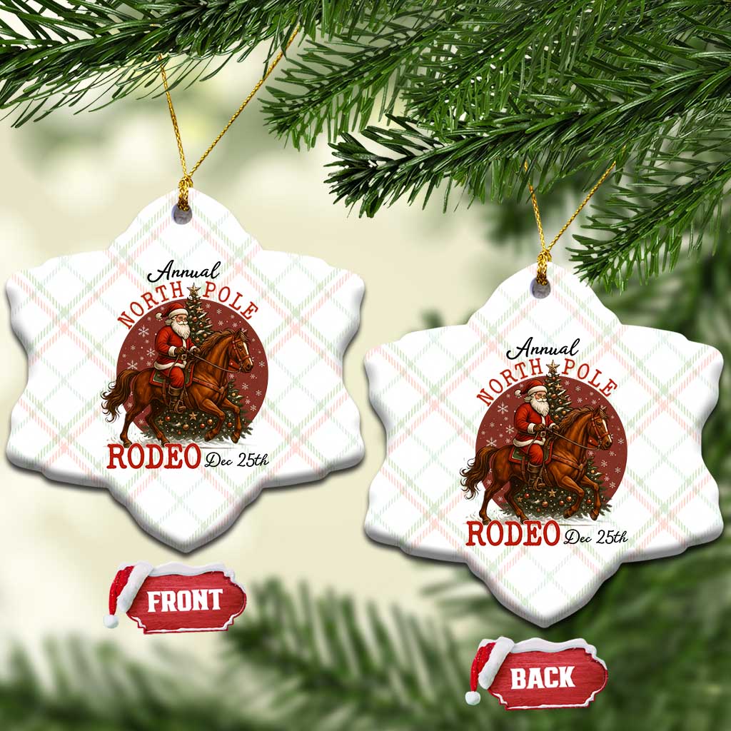 Cowboy Santa Christmas Ceramic Ornament Annual North Pole Rodeo Dec 25th - Wonder Print Shop
