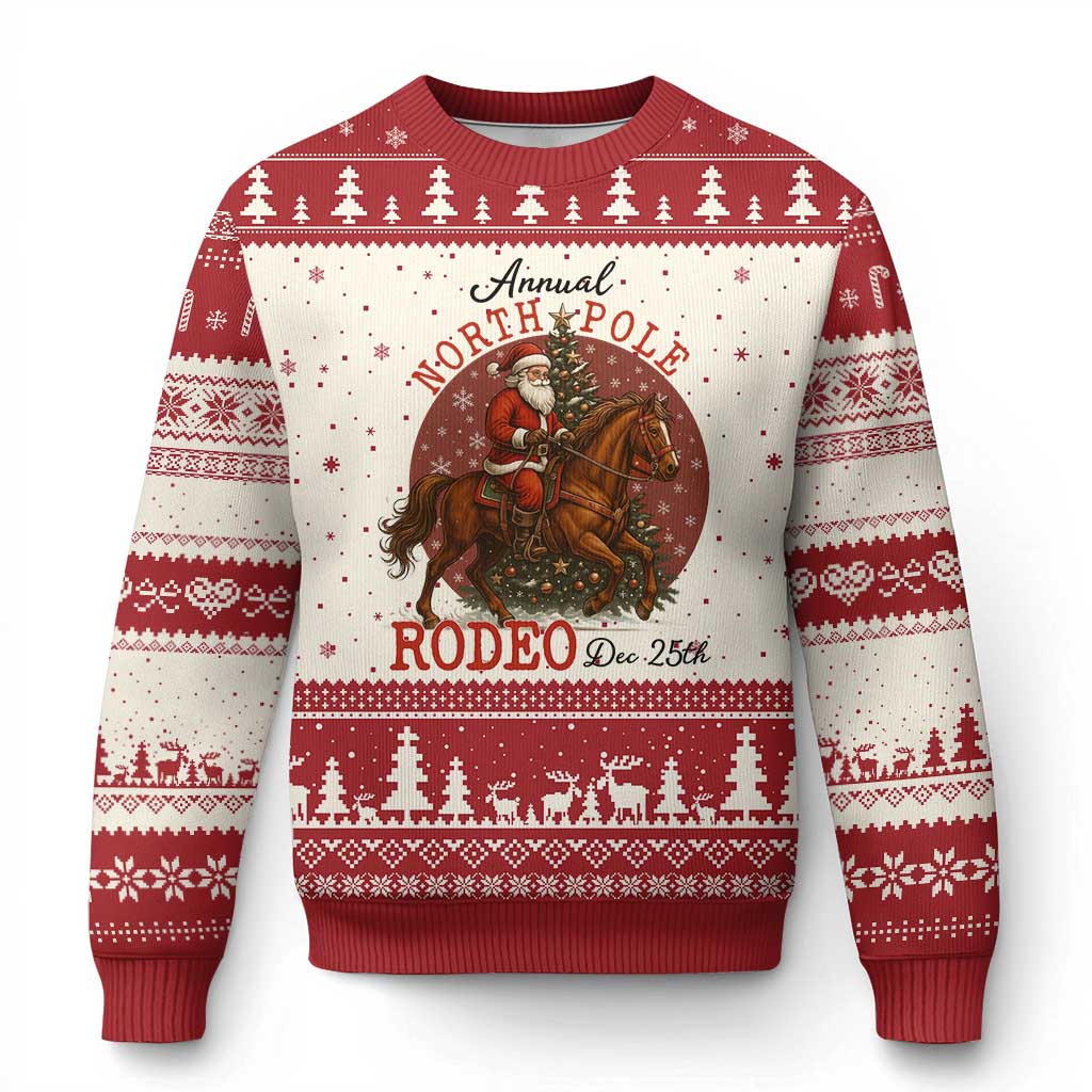 Cowboy Santa Xmas Ugly Christmas Sweater Annual North Pole Rodeo Dec 25th - Wonder Print Shop