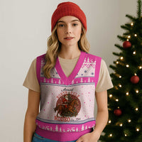 Cowboy Santa Xmas V-Neck Knit Sweater Vest Annual North Pole Rodeo Dec 25th - Wonder Print Shop