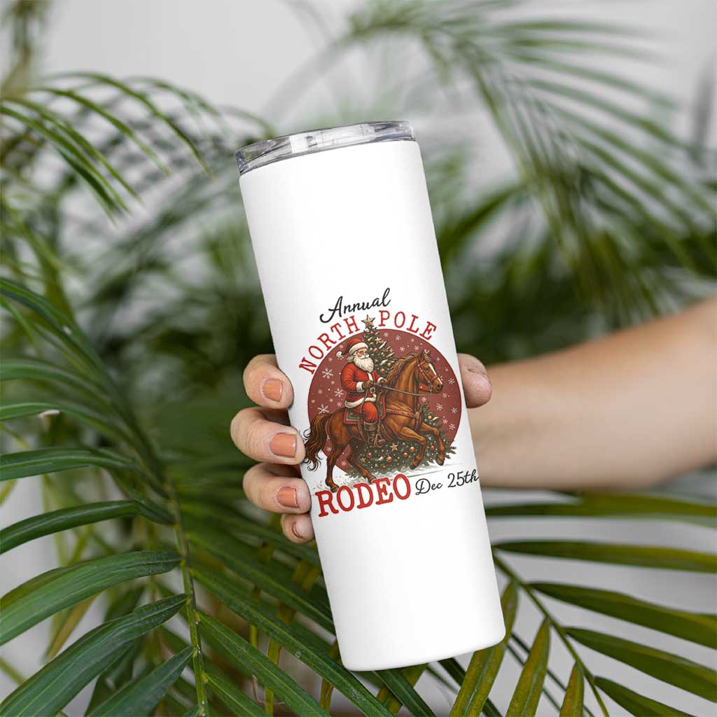 Cowboy Santa Christmas Skinny Tumbler Annual North Pole Rodeo Dec 25th - Wonder Print Shop