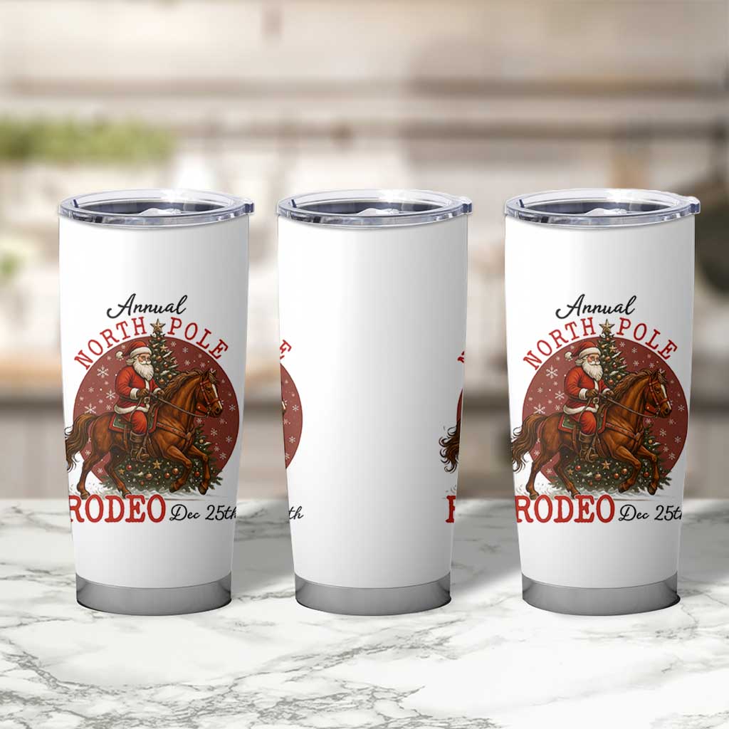 Cowboy Santa Christmas Tumbler Cup Annual North Pole Rodeo Dec 25th - Wonder Print Shop