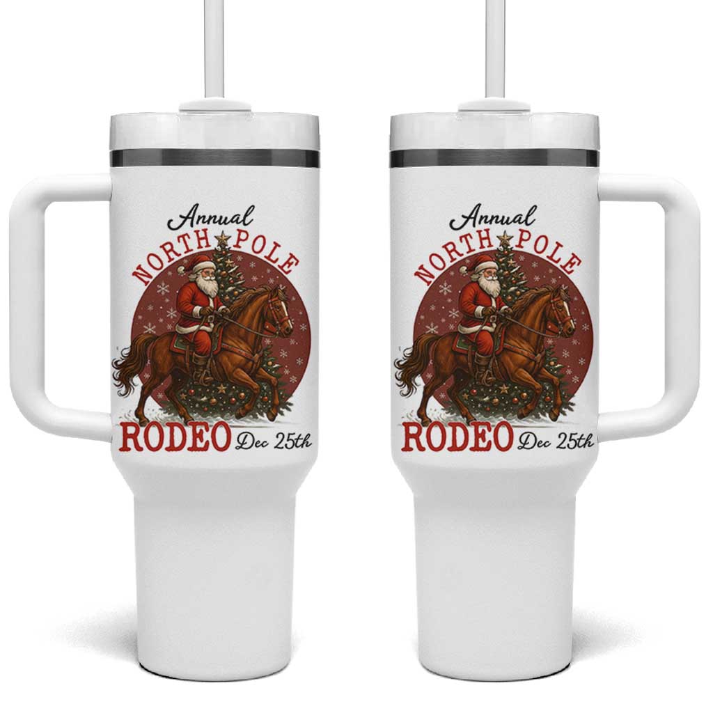 Cowboy Santa Christmas Tumbler With Handle Annual North Pole Rodeo Dec 25th - Wonder Print Shop