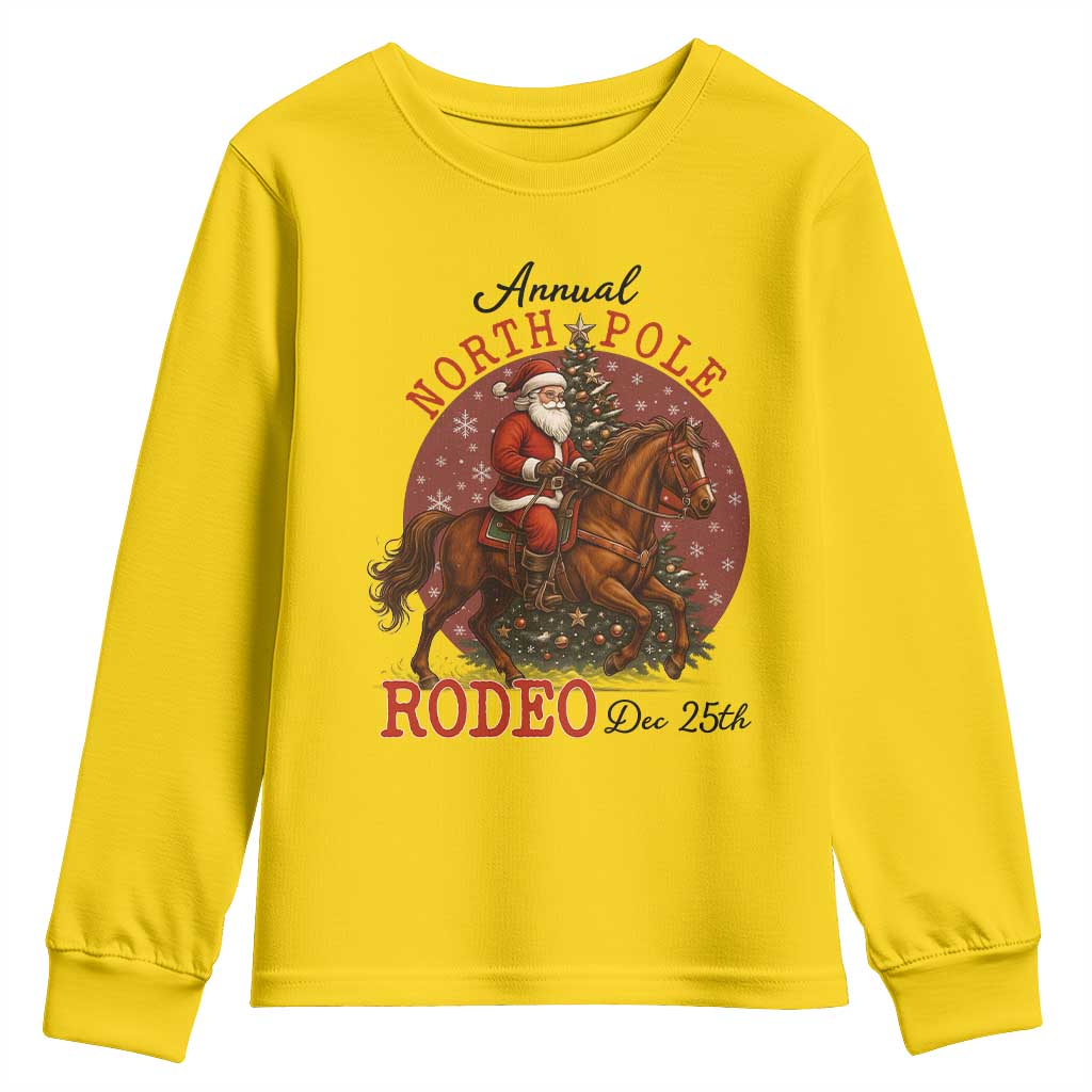 Cowboy Santa Christmas Youth Sweatshirt Annual North Pole Rodeo Dec 25th - Wonder Print Shop