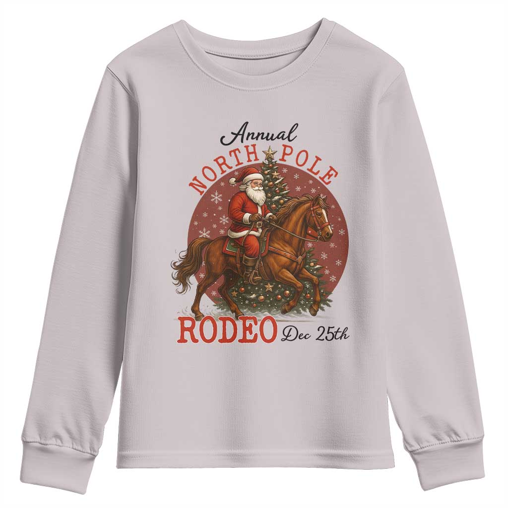 Cowboy Santa Christmas Youth Sweatshirt Annual North Pole Rodeo Dec 25th - Wonder Print Shop