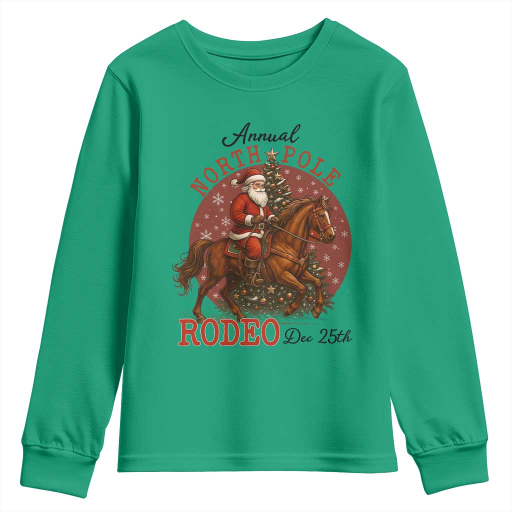 Cowboy Santa Christmas Youth Sweatshirt Annual North Pole Rodeo Dec 25th - Wonder Print Shop