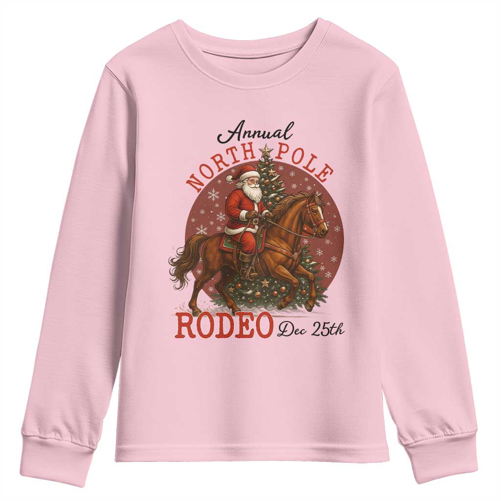 Cowboy Santa Christmas Youth Sweatshirt Annual North Pole Rodeo Dec 25th - Wonder Print Shop