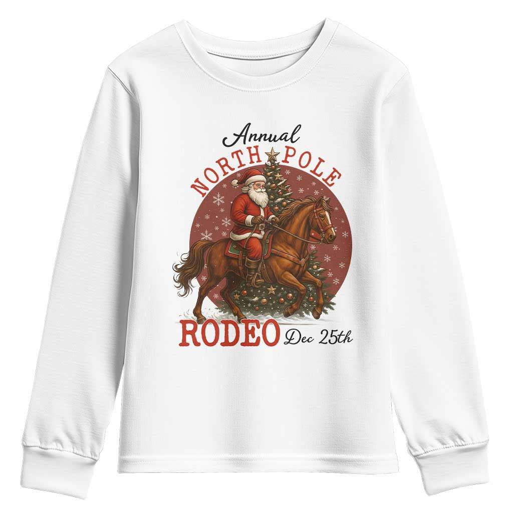 Cowboy Santa Christmas Youth Sweatshirt Annual North Pole Rodeo Dec 25th - Wonder Print Shop