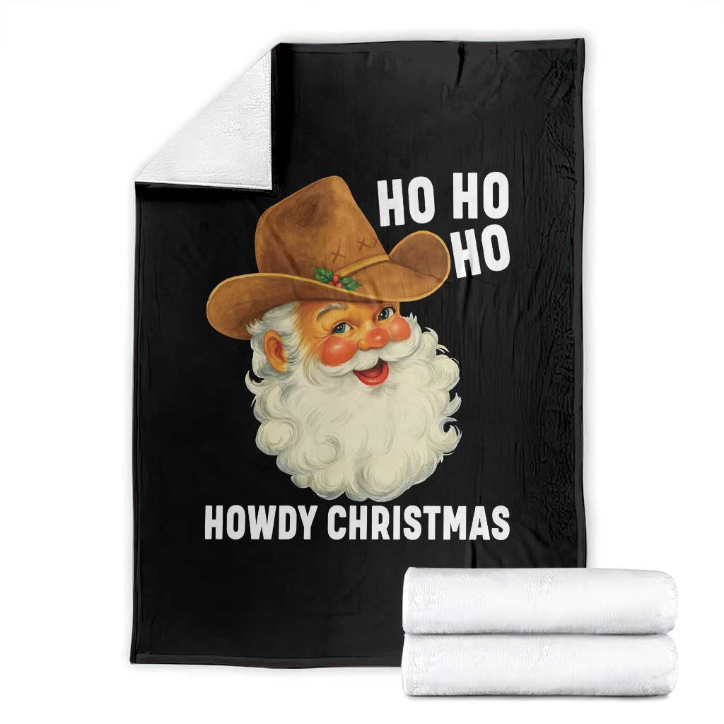 Cowboy Santa Christmas Throw Blanket Ho Ho Ho Howdy Christmas - Wonder Print Shop
