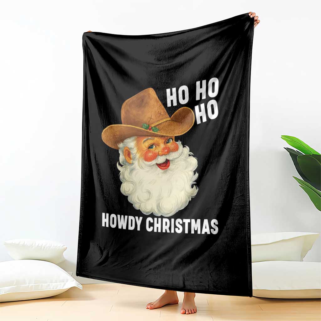 Cowboy Santa Christmas Throw Blanket Ho Ho Ho Howdy Christmas - Wonder Print Shop