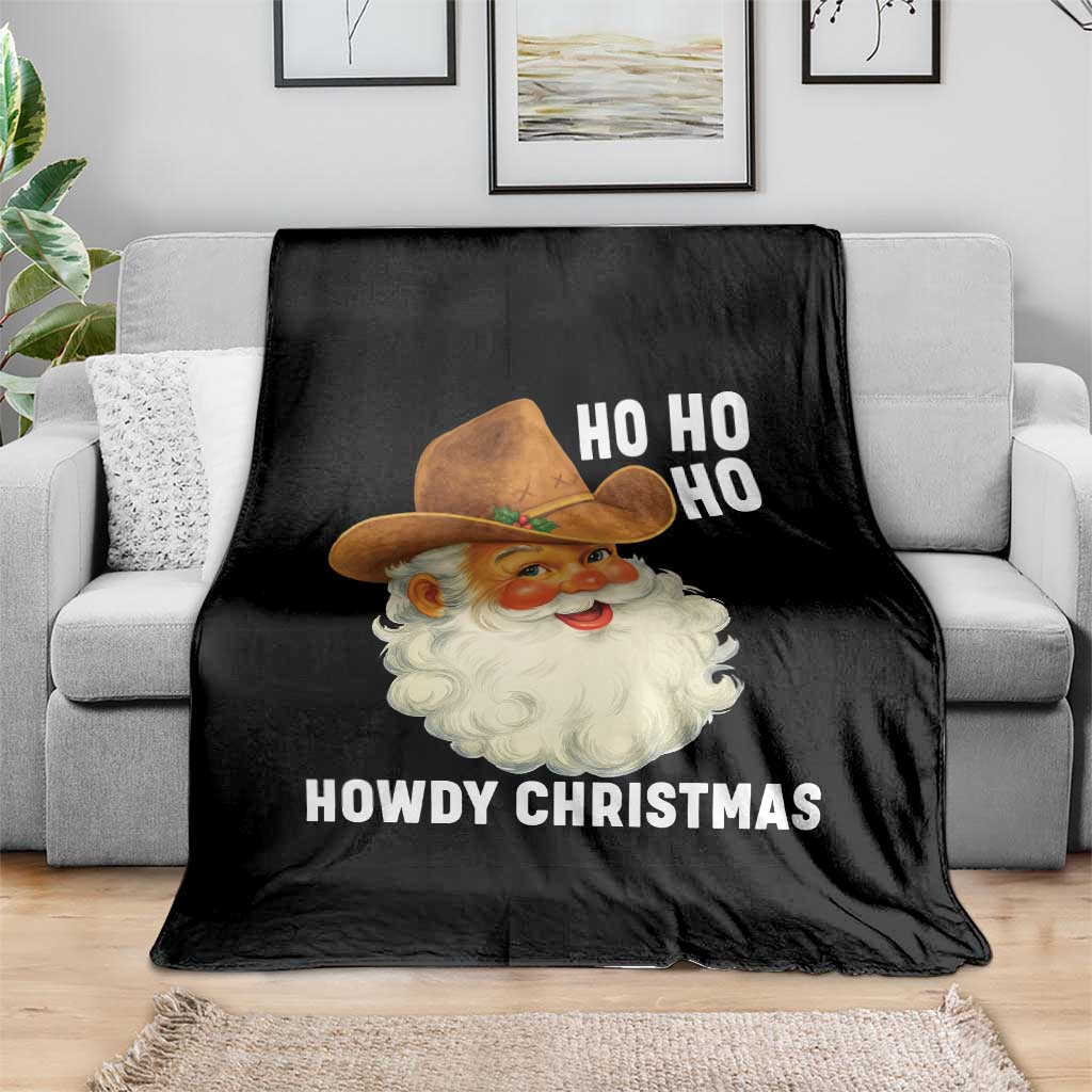 Cowboy Santa Christmas Throw Blanket Ho Ho Ho Howdy Christmas - Wonder Print Shop