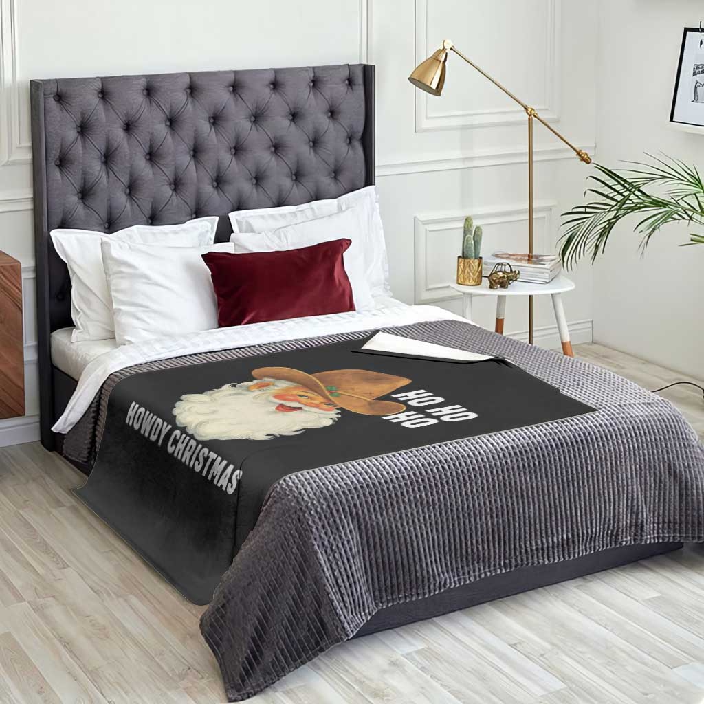 Cowboy Santa Christmas Throw Blanket Ho Ho Ho Howdy Christmas - Wonder Print Shop