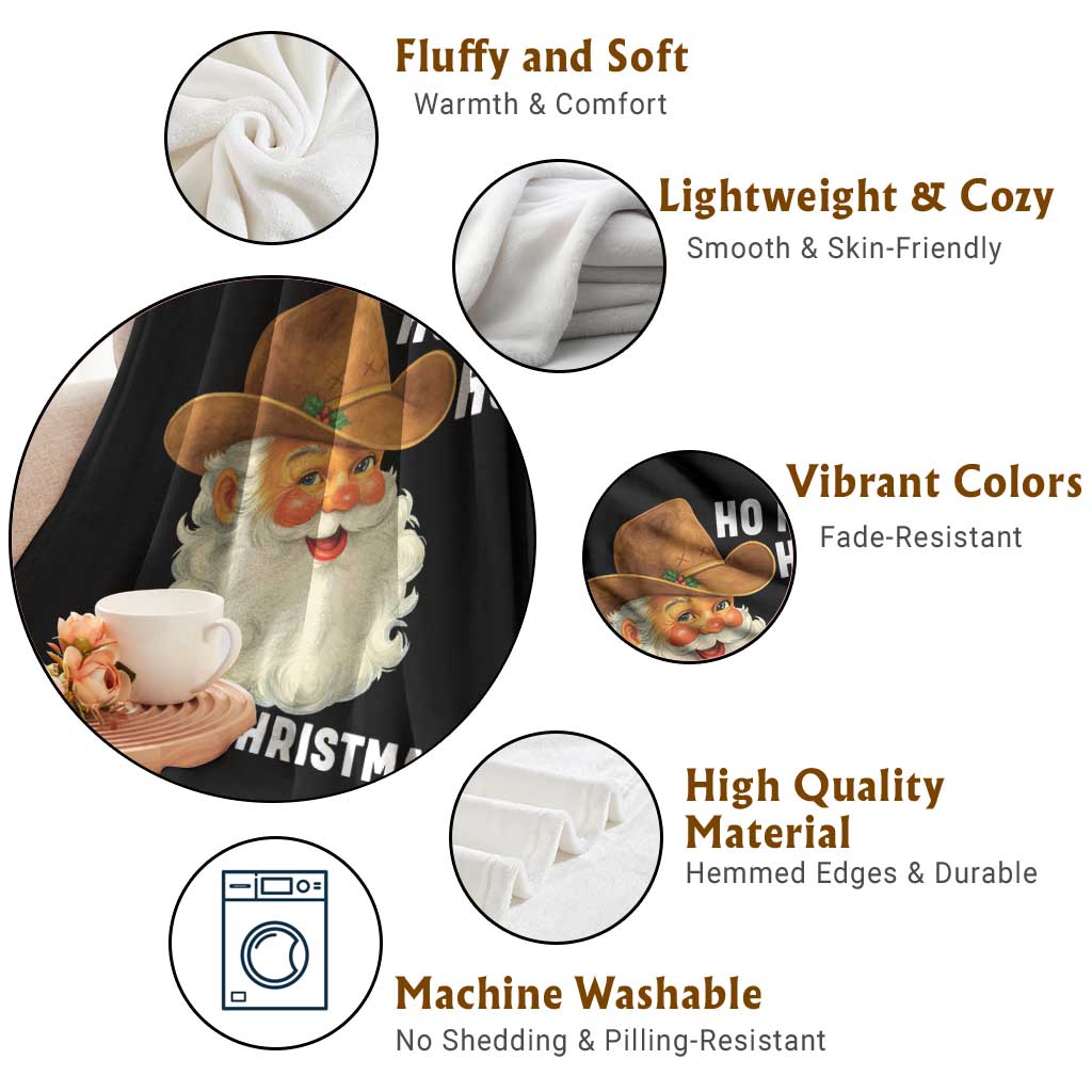 Cowboy Santa Christmas Throw Blanket Ho Ho Ho Howdy Christmas - Wonder Print Shop