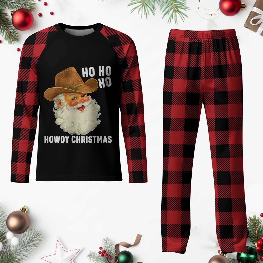 Cowboy Santa Christmas Plaid Pajama Set Ho Ho Ho Howdy Christmas - Wonder Print Shop