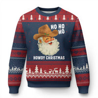 Cowboy Santa Xmas Ugly Christmas Sweater Ho Ho Ho Howdy Xmas - Wonder Print Shop